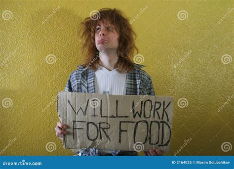 Will Work For Food Stock Image Image Of Economic Help 2164023
