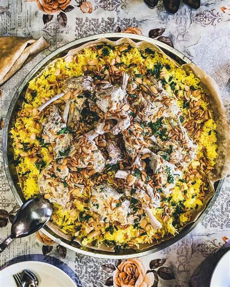 Mansaf Arabic منسف is a traditional Jordanian Dish made of lamb cooked in a sauce of