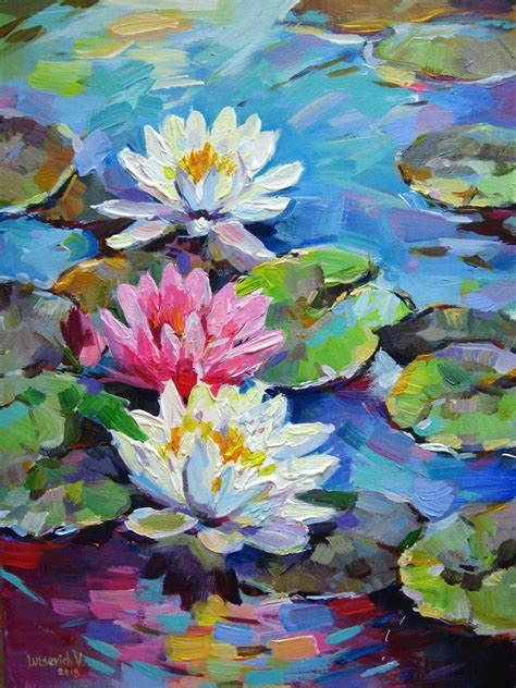 Water Lilies On The Dnieper 2 2018 Acrylic Painting By Vladimir