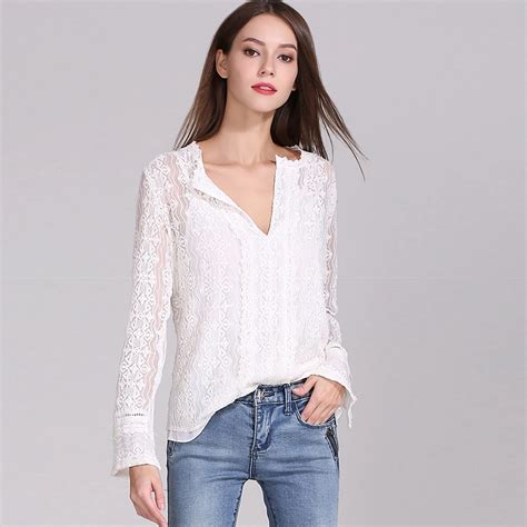100 silk blouse women shirt solid vintage embroidery pleated design deep v neck long sleeves