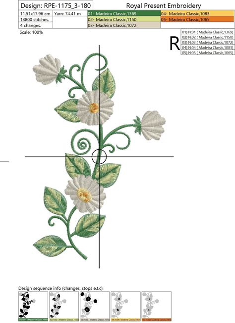 Beautiful Daisies Border Machine Embroidery Design 2 Sizes Royal