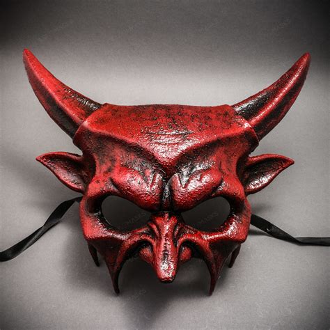 Scary Halloween Mask Demon Horror Devil Masquerade Red