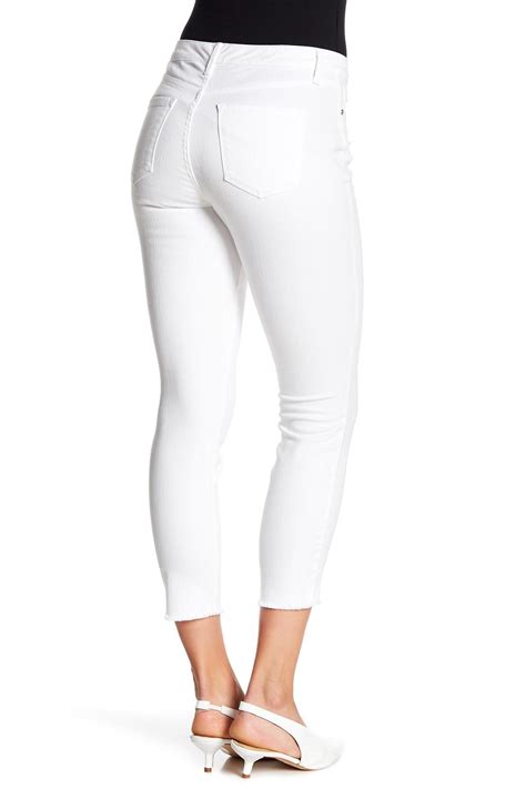 Nine West Gramercy Frayed Hem Skinny Crop Jeans In White Lyst
