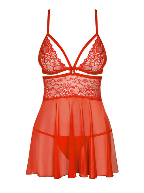 Sexy Nachtkleid Rot Spitze Neglige Dessous Kleid Nachtwäsche String Sm Lxl Xxl Ebay