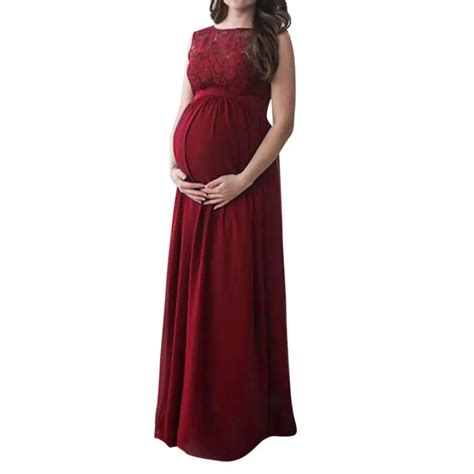 Maternity Lace Dress Pregnant Women Sleeveless Long Maxi Dress Maternity Gown Photography Props