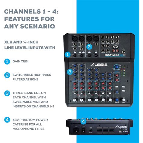 Alesis Multimix 8 Usb Fx Pro Tools 8 Channel Mixer W Effects And Usb