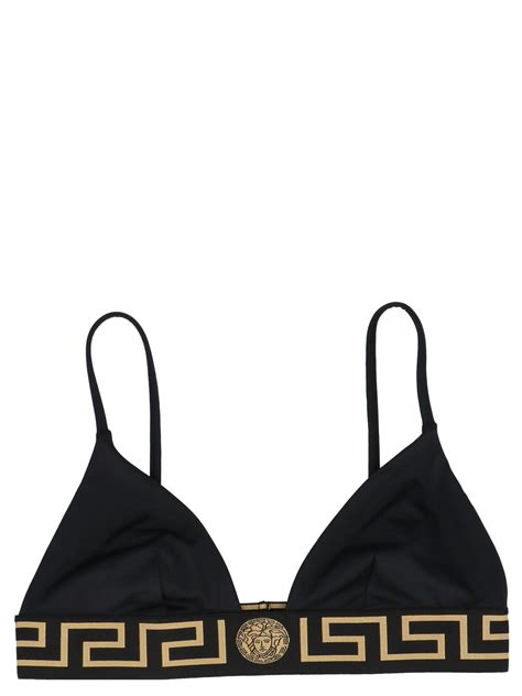 Versace Greca Bikini Top In Black Lyst
