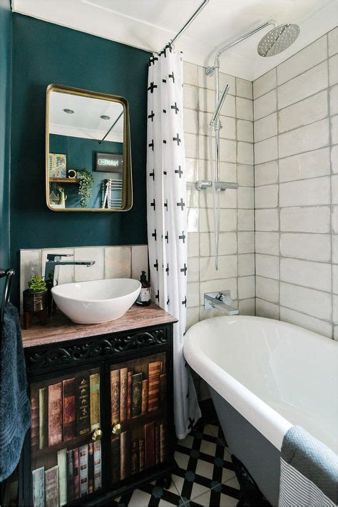 Dark Maximalist Hague Blue Bathroom Room Eclectic Cosy Vintage Lily