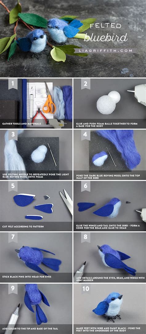 How To Make A Needle Felted Bluebird Felt Birds Needle Felting