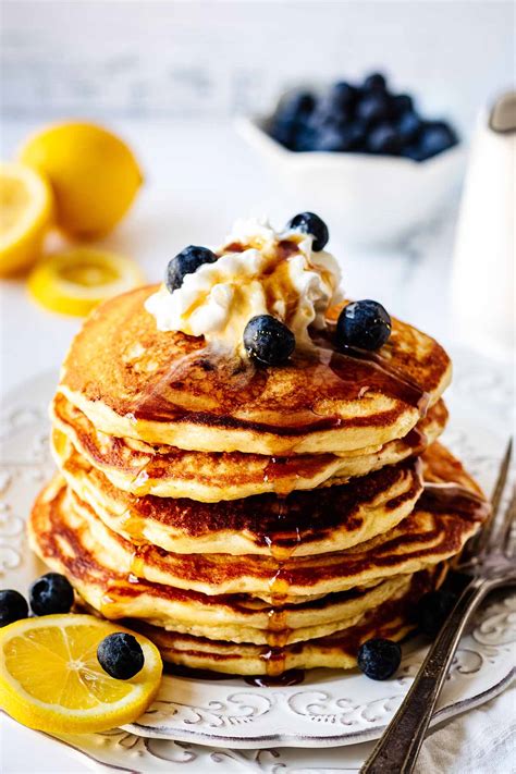 Lemon Blueberry Pancakes Light Fluffy Easy Heavenly Home Cooking