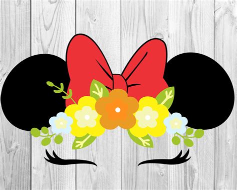 Minnie Floral Ears Svg Silhouette Cameo Png Dxf Eps Etsy