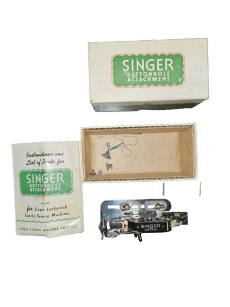 VINTAGE 1946 SINGER Buttonhole Attachment 121795 W Original Box And