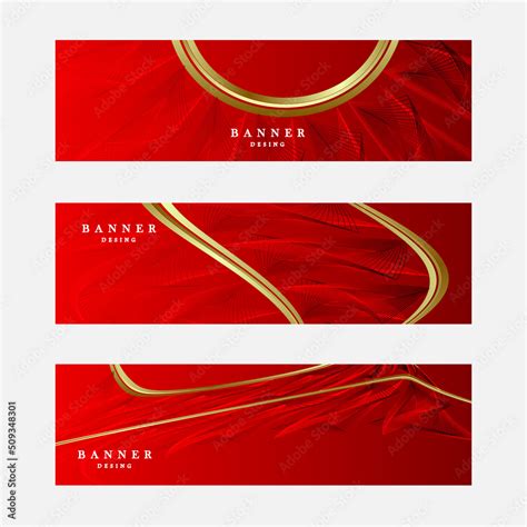 Set Of Red And Gold Banner Design Stock Vector Adobe Stock
