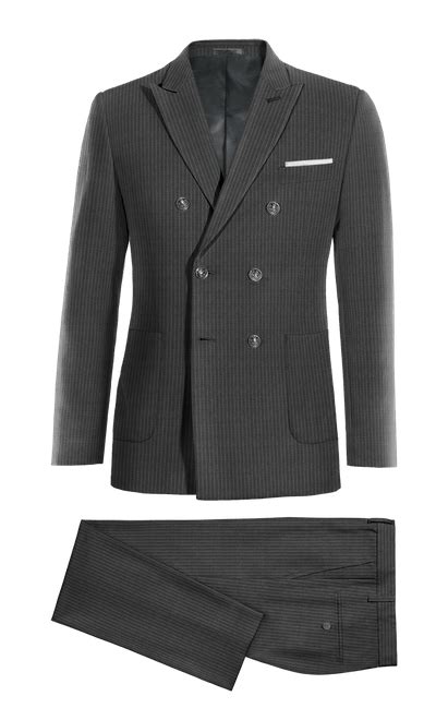 Pinstripe Double Breasted Gray Suit