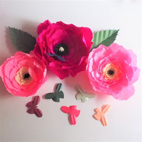 Buy 13 pieces 3d paper flowers pink white with trees 10 8 6 4 craft diy large wall decorations pom pom giant backdrop photo booth baby shower decor centerpiece wedding birthday party craft art: Aliexpress.com : Buy 2018 Creative Crepe Large Paper Flowers 3PCS + Leaves 2PCS+Butterflies 6PCS ...