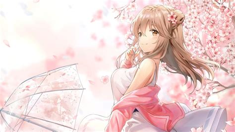 Download 1920x1080 Cute Anime Girl Profile View Sakura Blossom White