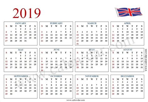 2019 Calendar With Week Numbers Uk Weekly Calendar Calendar With