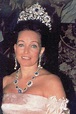 Diane wearing the large sapphire tiara during the wedding celebrations ...