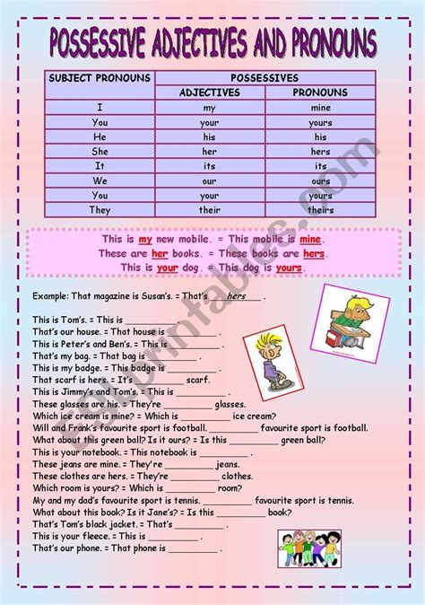 Famous Possessive Pronouns And Adjectives Exercises Ideas Deb Moran S Multiplying Matrices