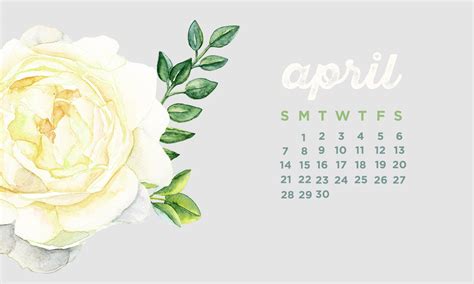 Floral Desktop Calendar Wallpaper For April 2019 Desktop Wallpaper