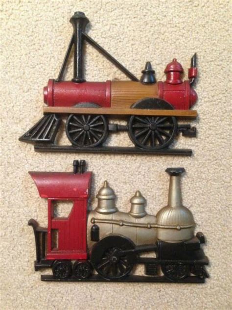 2 vintage 1969 sexton train wall plaques cast metal railroad steam engine usa ebay