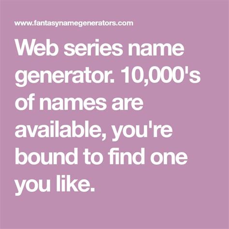Web Series Name Generator 10000s Of Names Are Available Youre