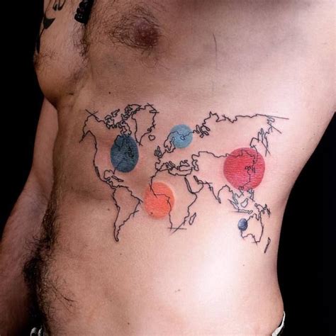 35 Best World Map Tattoo Ideas For Travel Lovers Tattoobloq World