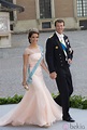 La Princesa Marie de Dinamarca con un vestido rosa palo en la boda de ...