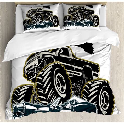 Choose from contactless same day delivery, drive up and more. Monster Truck Duvet Cover Set Queen Size, Rubber Tyre Car ...