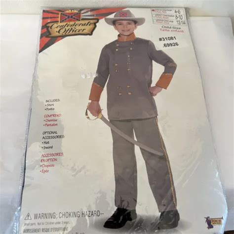 Military Confederate Officer Childs Halloween Costume Small 4 6