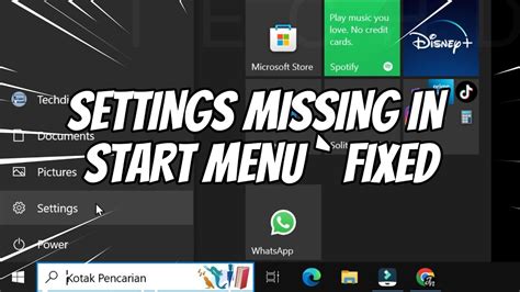 Settings Icon Missing Hilang Pada Start Menu Windows 10 Solusi Youtube