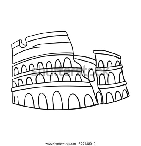 Colosseum Italy Icon Outline Style Isolated Stock Vector Royalty Free