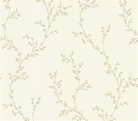 A White Wallpaper With Leaves And Vines On The Top Of Its Surface