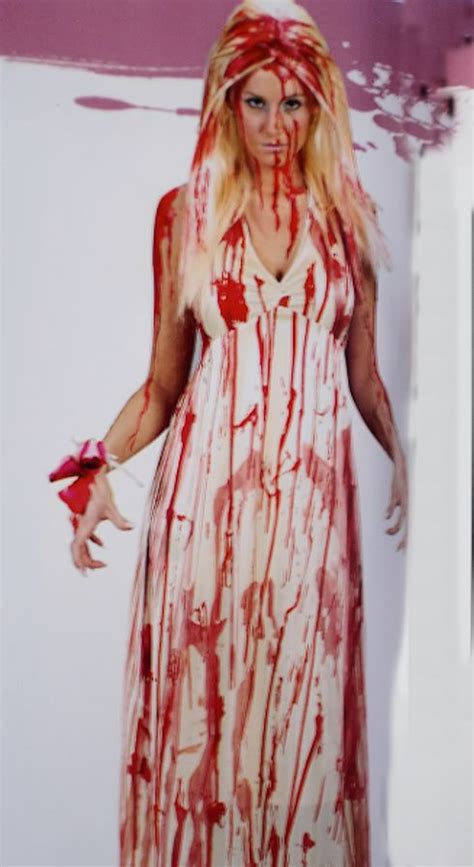 Carrie's costume is a white satin dress, a prom tiara, and tons of splattered fake blood. Carrie Prom Queen Nightmare Halloween Fancy Dress Costume ...