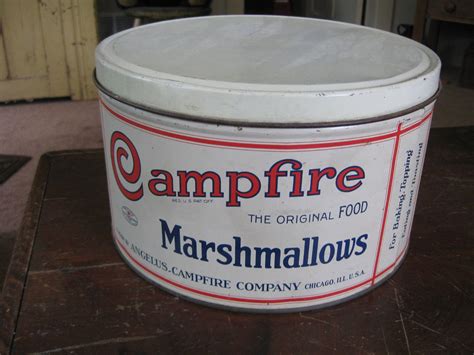 vtg tin marshmallow campfire 5lb advertising country store estate antique price guide details