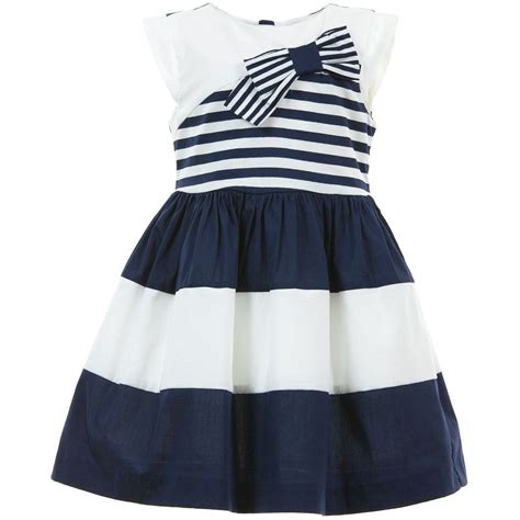 Navy Blue And White Striped Cotton Dress Pretty Girl Dresses Cute