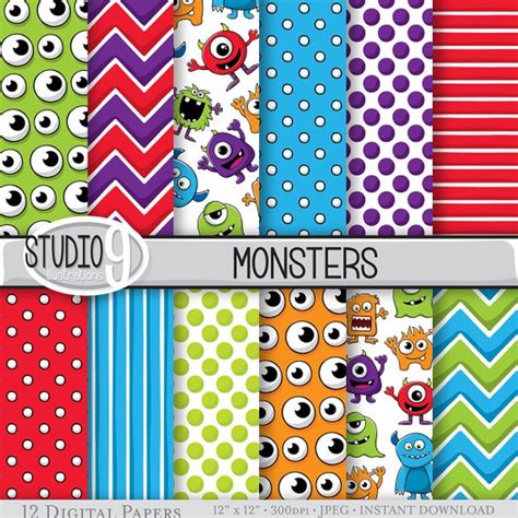 Monsters Digital Paper Monster Patterns Monsters Printable