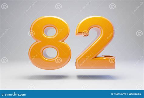 Number 82 3d Orange Glossy Number Isolated On White Background Stock