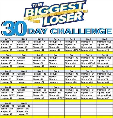 Biggest Loser 30 Day Challenge Health Biggest Loser Workout