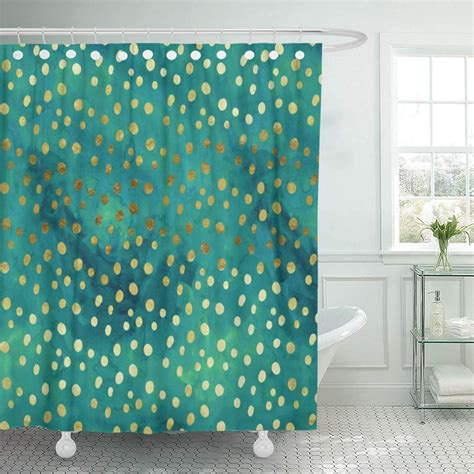 Atabie Cool Gold And Teal Modern Glam Watercolor Office Pattern Shower