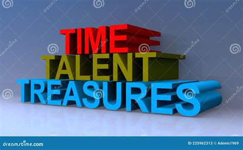 Time Talent Treasures On Blue Stock Illustration Illustration Of
