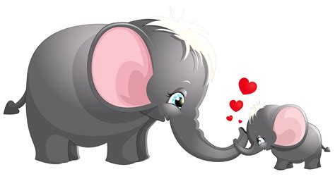Mom And Baby Elephant Clipart