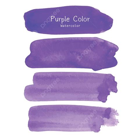 Vector Illustration Featuring Watercolor Brush Strokes In Purple Set