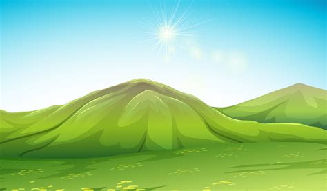 Nature Scene With Green Mountain 447977 Vector Art At Vecteezy