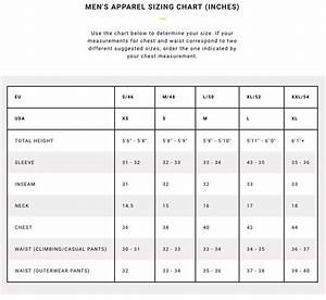 Mountain Hardwear Size Chart Greenbushfarm Com