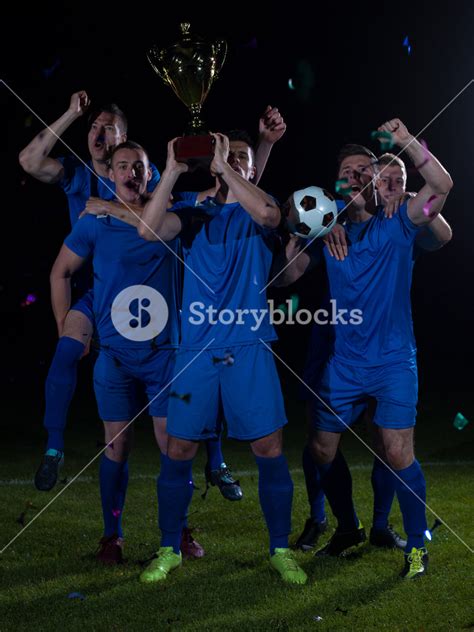 Soccer Players Celebrating Victory Royalty Free Stock Image Storyblocks