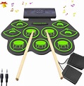 Buy Momkhx Electronic Drum Pad, 9 Pads Electric Drum Set Roll Up Drum ...