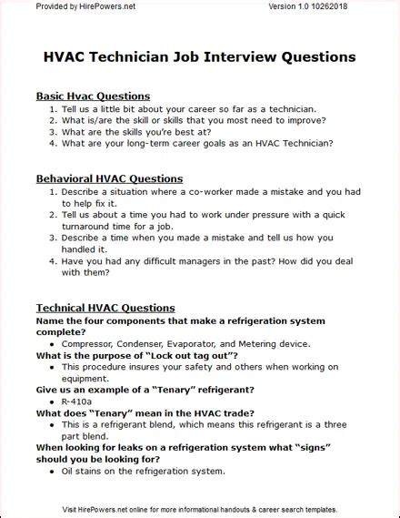 Hvac Technician Job Interview Questions And Answers