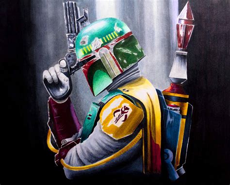 Boba Fett Star Wars Art With Tombow 1500 Colored Pencils — The Art Gear