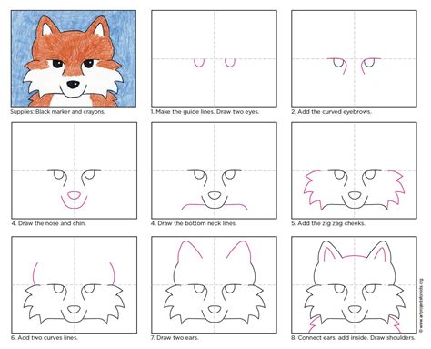How To Draw A Fox Step By Step Easylinedrawing